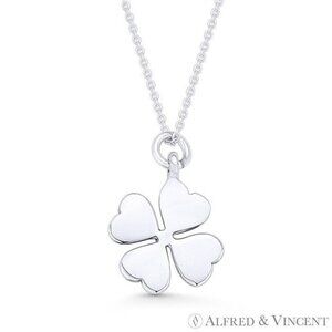 4-Leaf Shamrock Irish Luck Charm Pendant in .925 Sterling Silver